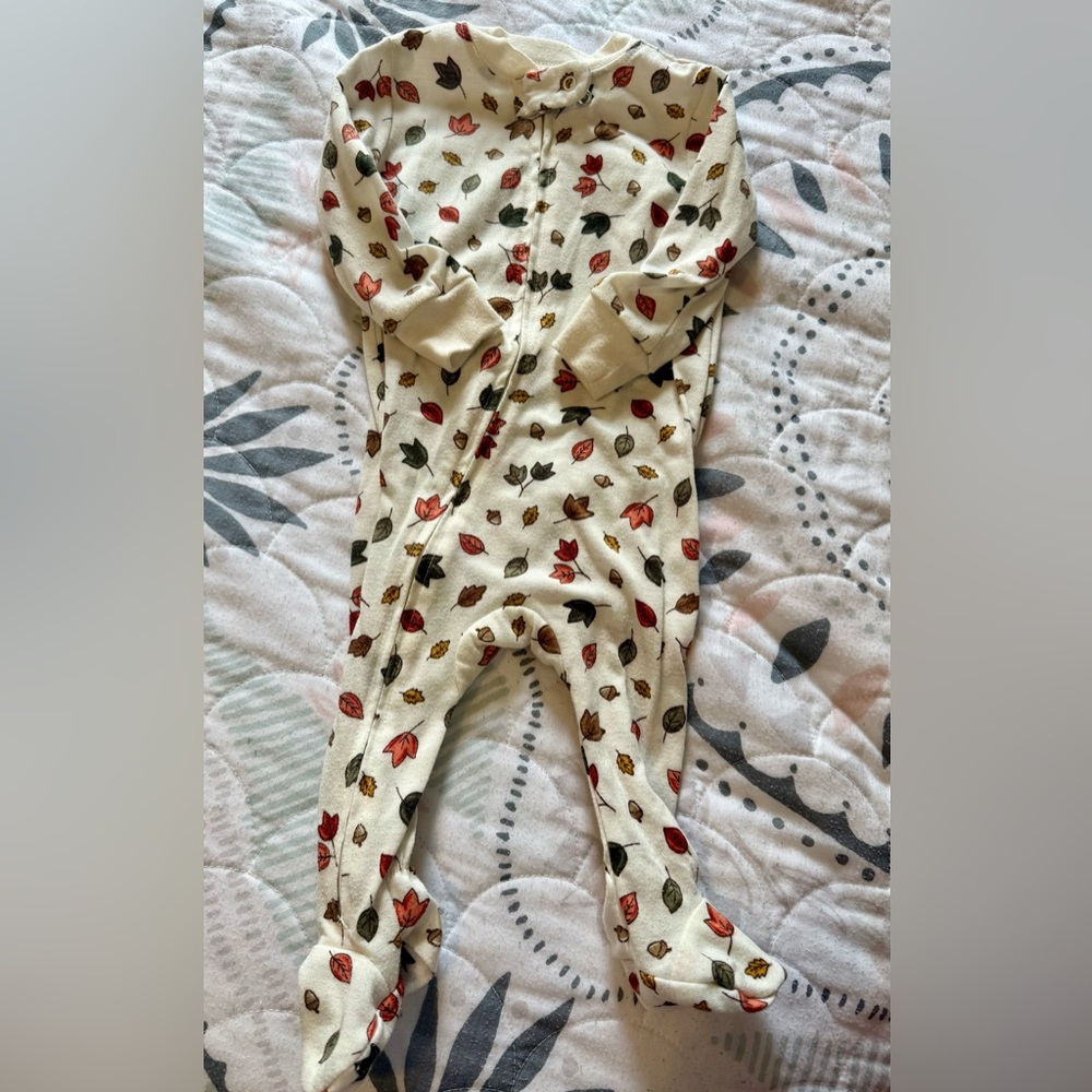 3-6 Months Fall Leaves one piece footie.
